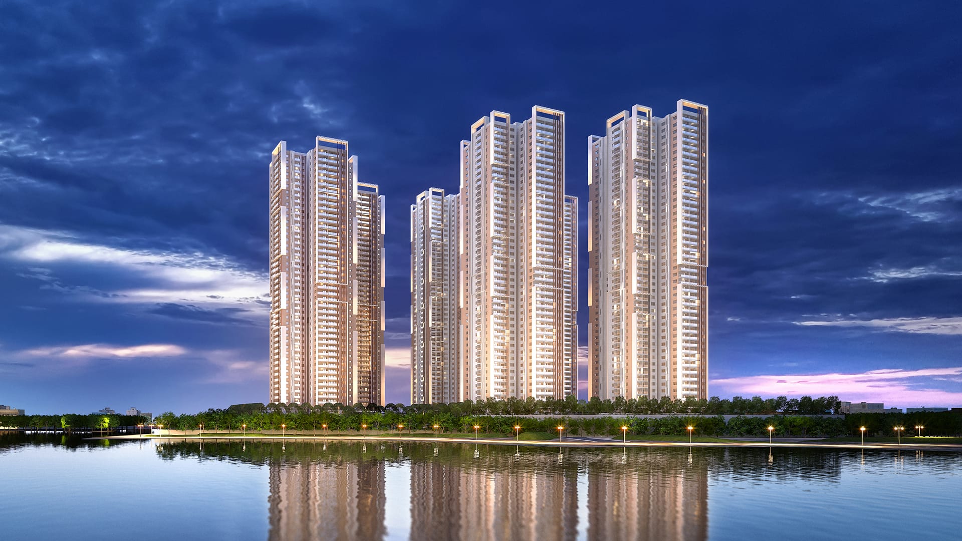 Lake side night view