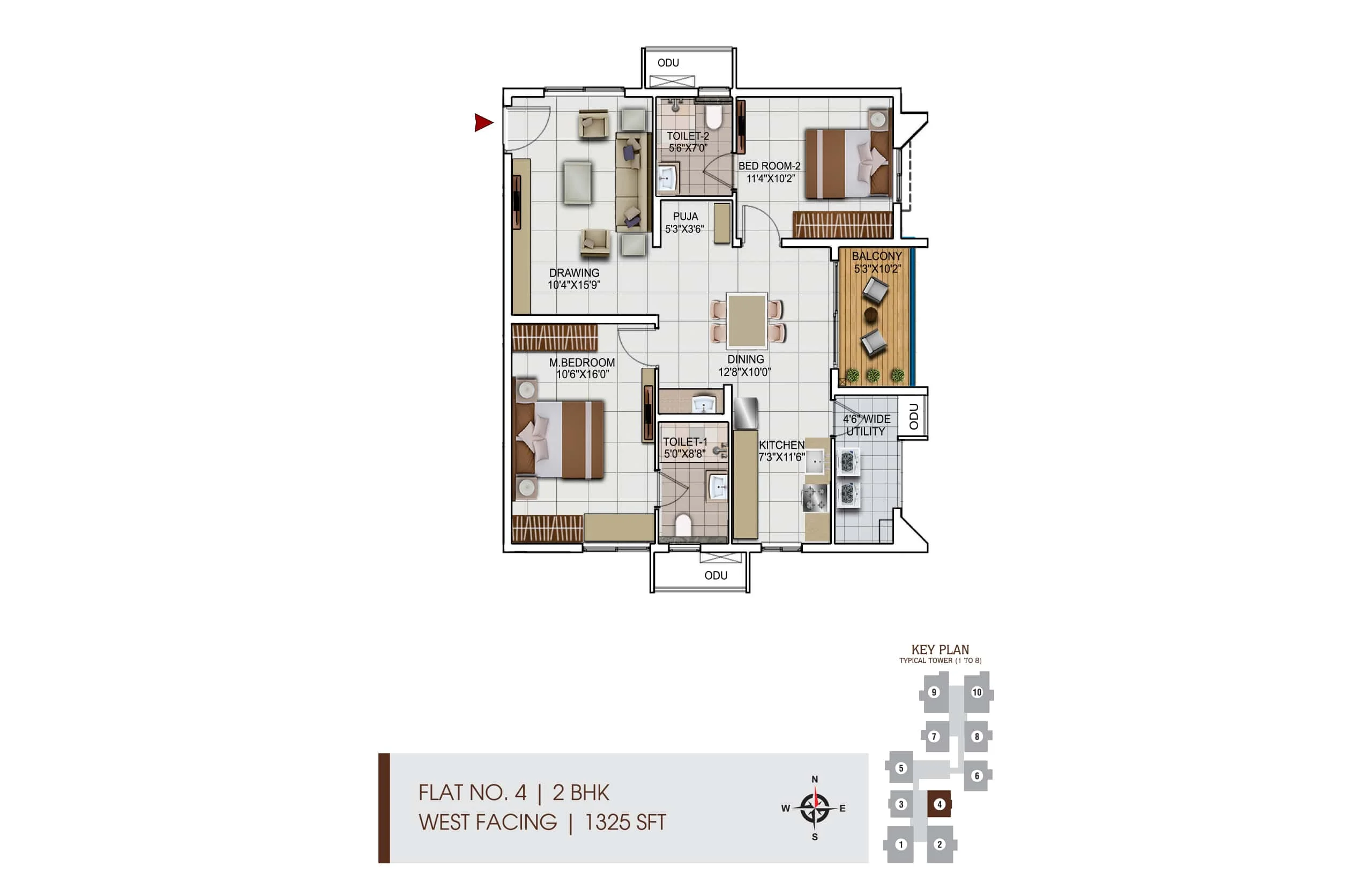 My Home vipina 2BHK West Facing Floor Plan