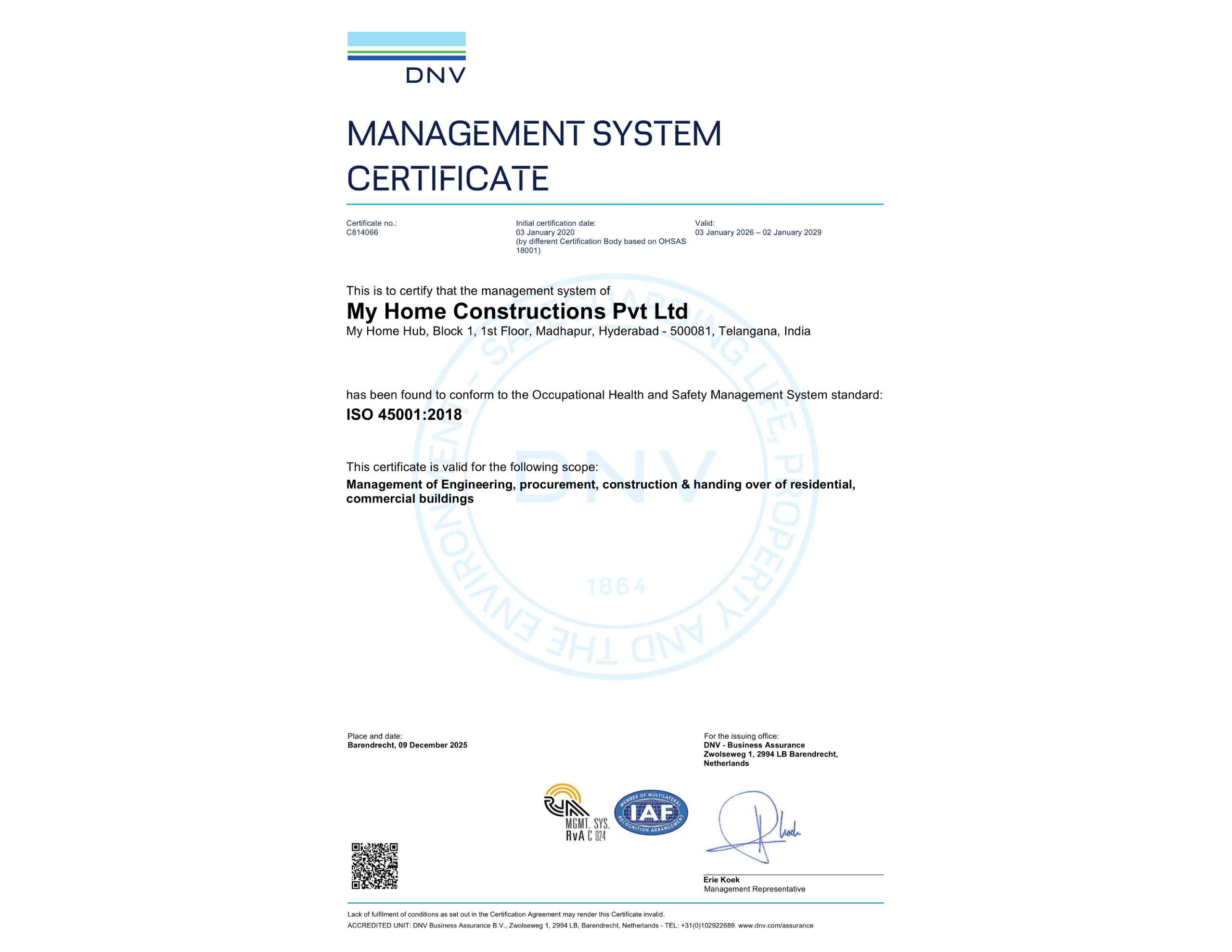 My Home Constructions (OHMS 45001 C814066)