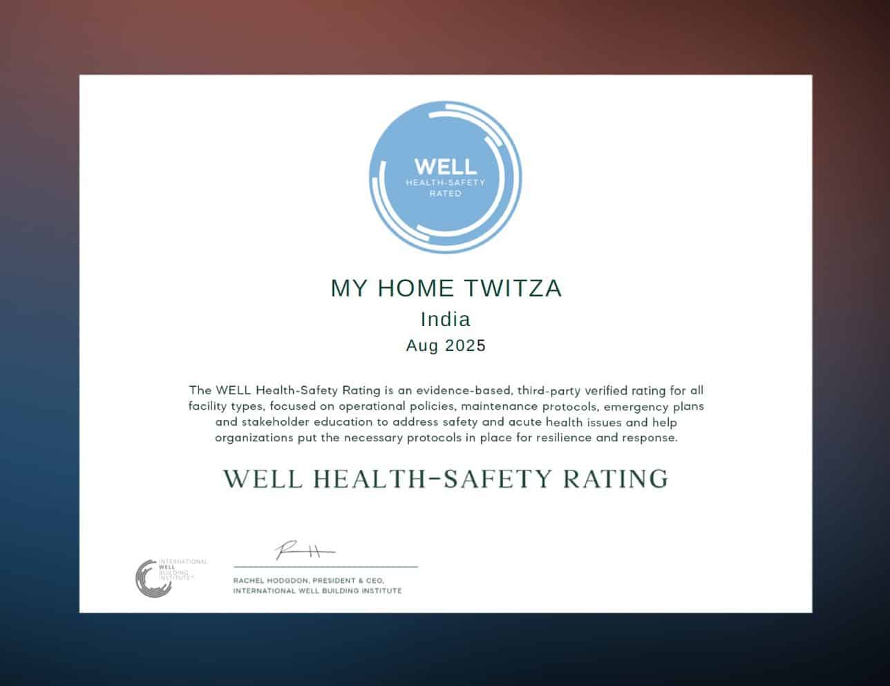 WELL Health & Safety Rating – My Home Twitza
